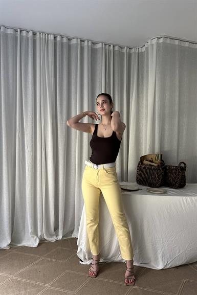 LİKRALI KEMERLI KOT PANTOLON