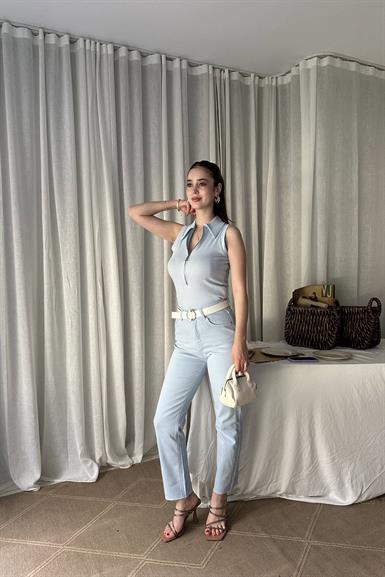 LİKRALI KEMERLI KOT PANTOLON
