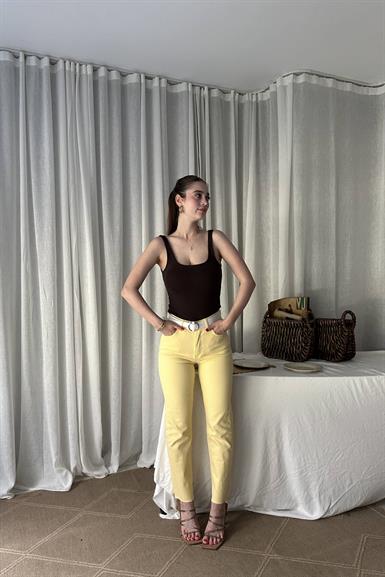 LİKRALI KEMERLI KOT PANTOLON