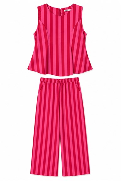 ÇİZGİ DETAY PEPLUM BLUZ PANTOLON TAKIM