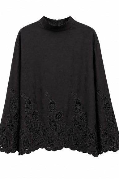 ETEĞİ BRODE İŞLEMELİ BLUZ PANTOLON TAKIM