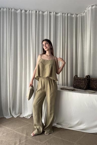 İP ASKILI BLUZ PANTOLON TAKIM