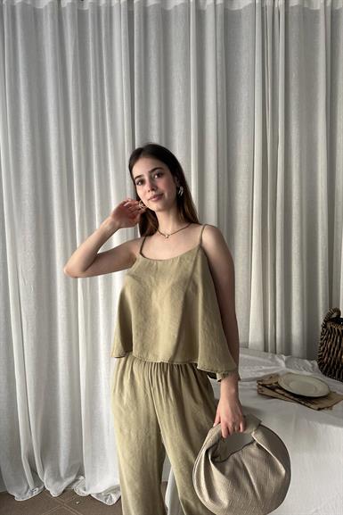 İP ASKILI BLUZ PANTOLON TAKIM