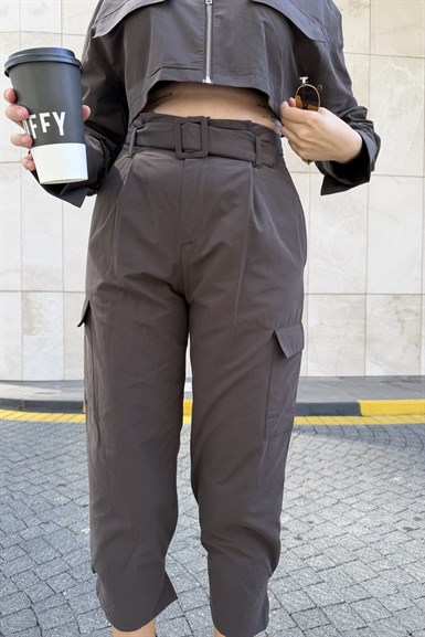 PARAŞÜT KUMAŞ CROP MONT PANTOLON TAKIM