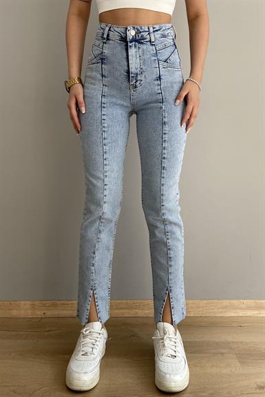 ÖNÜ YIRTMAÇLI LIKRALI PANTALON