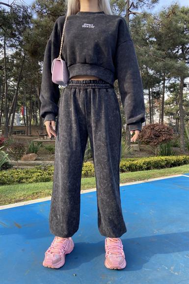 PAÇA LASTİKLİ YIKAMALI PANTOLON