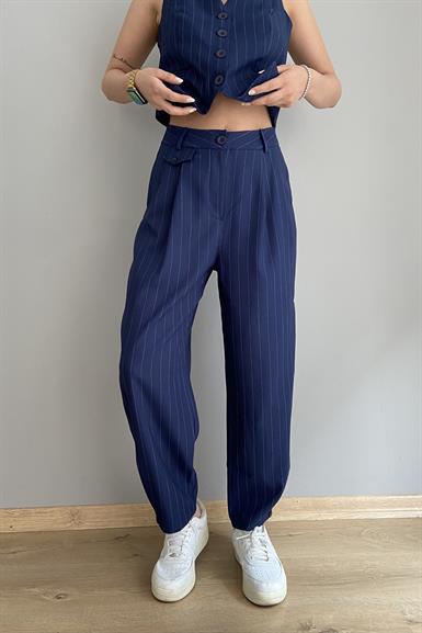 PAÇA PİLELİ ÇİZGİLİ PANTOLON