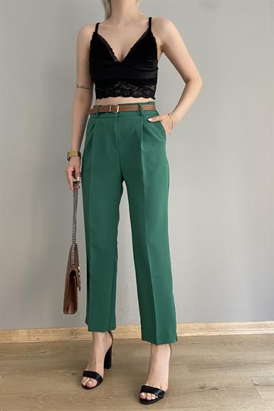 PAÇA YIRTMAÇLI KEMERLİ PANTALON
