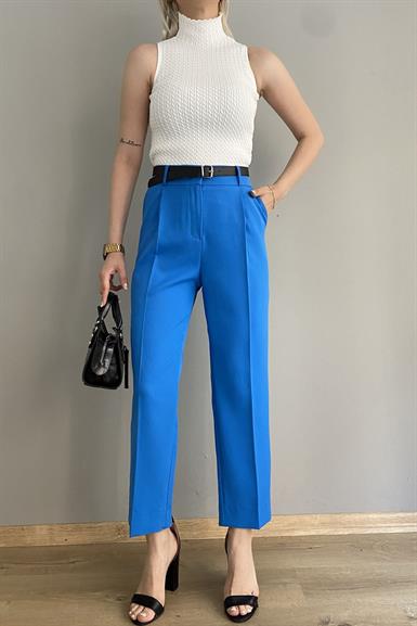 PAÇA YIRTMAÇLI KEMERLİ PANTALON