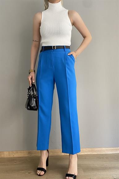 PAÇA YIRTMAÇLI KEMERLİ PANTALON