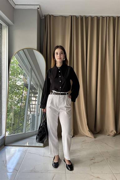 PAÇA YIRTMAÇLI KEMERLİ PANTALON