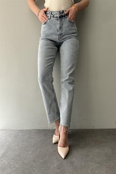PAÇASI TAŞLI DİKİŞSİZ MOM PANTOLON