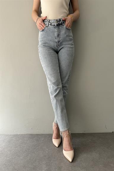 PAÇASI TAŞLI DİKİŞSİZ MOM PANTOLON