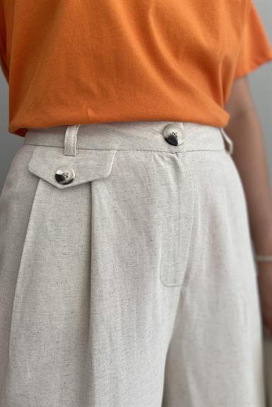 PİLELİ KETEN PANTOLON