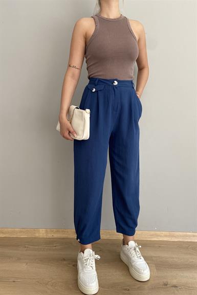 PİLELİ KETEN PANTOLON