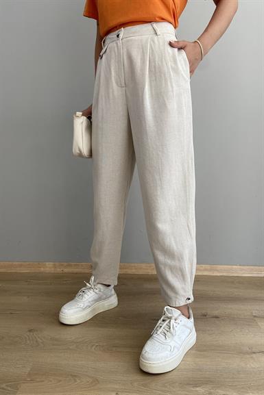 PİLELİ KETEN PANTOLON