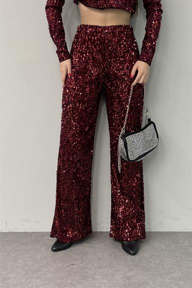 PUL DETAY KADİFE PANTOLON