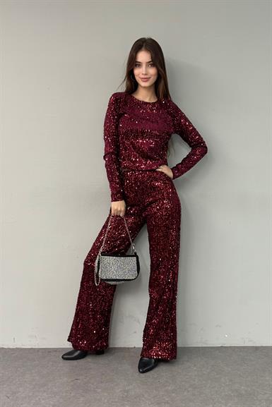 PUL DETAY KADİFE PANTOLON
