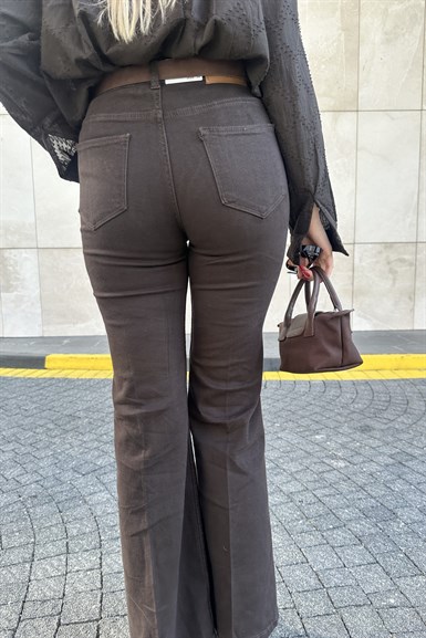 SÜET KEMER DETAYLI İSPANYOL PAÇA PANTOLON
