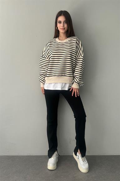 YAN YIRTMAÇLI LİKRALI PANTALON
