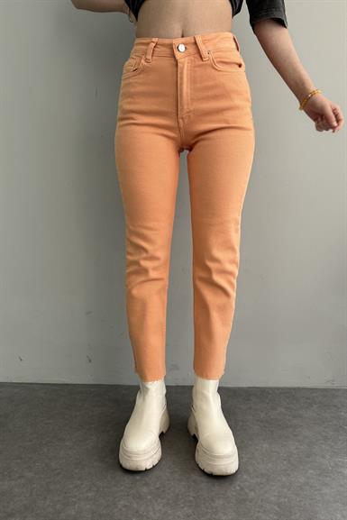 YÜKSEK BEL DİKİŞSİZ PAÇA MOM PANTOLON