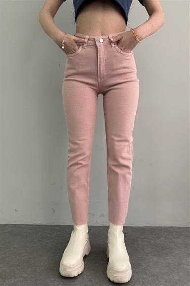 YÜKSEK BEL DİKİŞSİZ PAÇA MOM PANTOLON