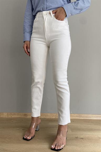 YÜKSEK BEL DİKİŞSİZ PAÇA MOM PANTOLON