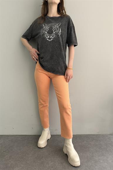 YÜKSEK BEL DİKİŞSİZ PAÇA MOM PANTOLON
