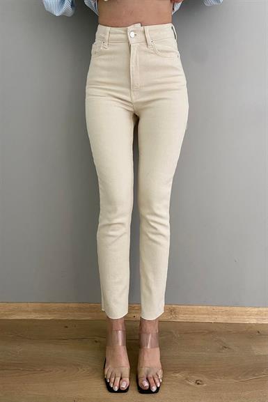 YÜKSEK BEL DİKİŞSİZ PAÇA MOM PANTOLON