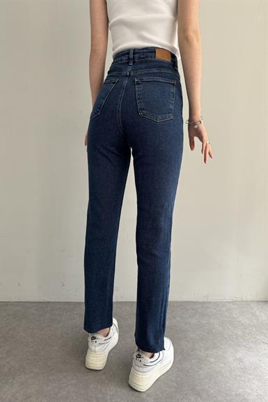 YÜKSEK BEL DİKİŞSİZ PAÇA MOM PANTOLON
