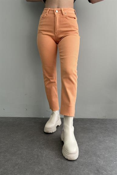 YÜKSEK BEL DİKİŞSİZ PAÇA MOM PANTOLON