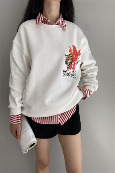 A BASKI VE NAKIŞ DETAYLI SWEAT