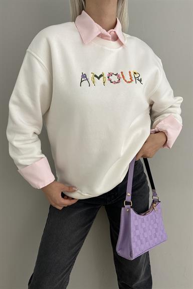 AMOUR NAKIŞLI SWEATSHIRT