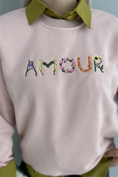 AMOUR NAKIŞLI SWEATSHIRT