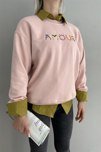 AMOUR NAKIŞLI SWEATSHIRT