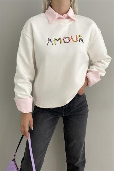 AMOUR NAKIŞLI SWEATSHIRT