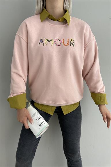 AMOUR NAKIŞLI SWEATSHIRT
