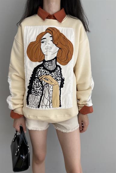 APLİKE DETAYLI SWEATSHIRT