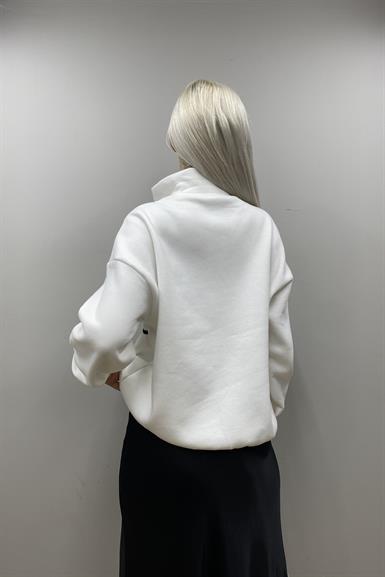 BASKI DETAY FERMUARLI SWEATSHIRT