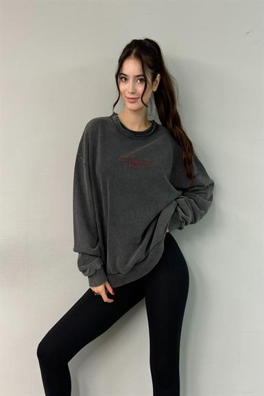 BASKI DETAY YIKAMALI SWEATSHIRT