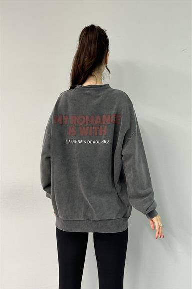 BASKI DETAY YIKAMALI SWEATSHIRT