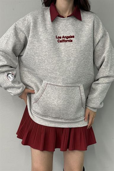 BASKI DETAYLI CEPLİ SWEATSHIRT