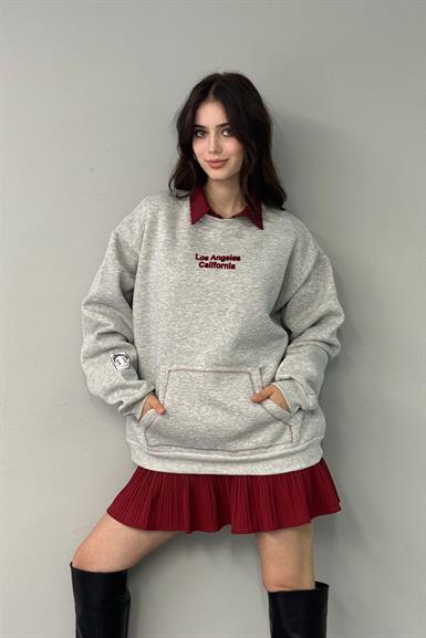 BASKI DETAYLI CEPLİ SWEATSHIRT