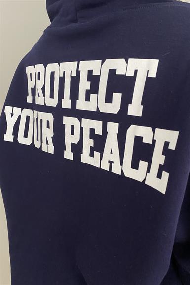 BASKI DETAYLI KAPŞONLU OVERSİZE SWEATSHIRT
