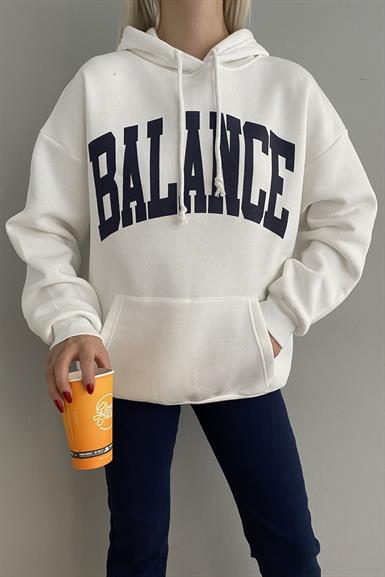 BASKI DETAYLI KAPŞONLU OVERSİZE SWEATSHIRT