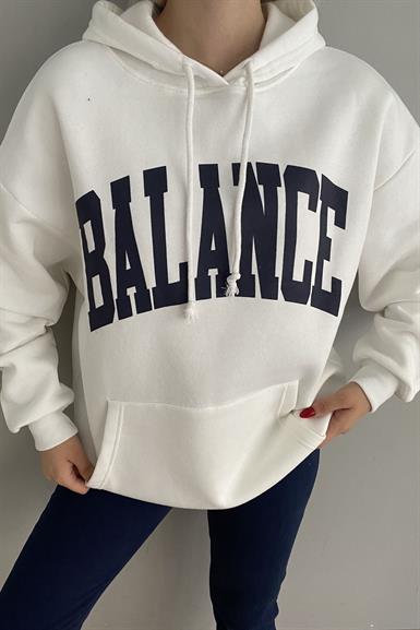 BASKI DETAYLI KAPŞONLU OVERSİZE SWEATSHIRT