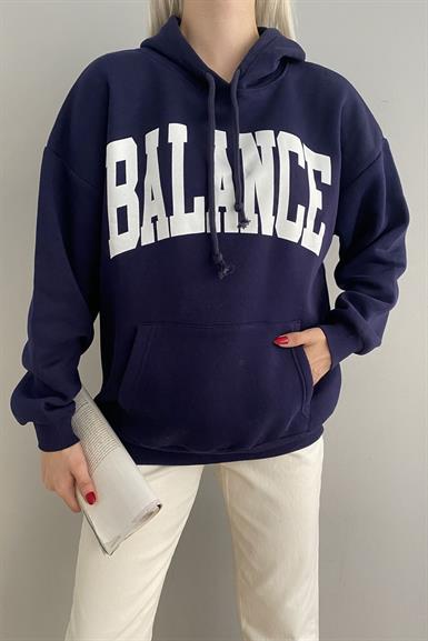 BASKI DETAYLI KAPŞONLU OVERSİZE SWEATSHIRT