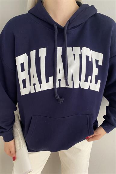 BASKI DETAYLI KAPŞONLU OVERSİZE SWEATSHIRT