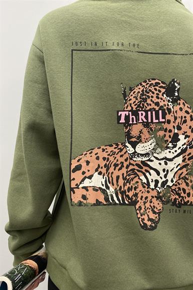 BASKI DETAYLI KAPŞONLU SWEATSHIRT