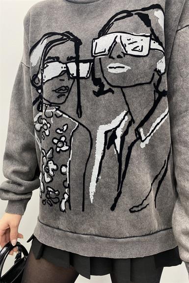BASKI DETAYLI SWEATSHIRT